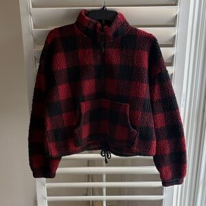 Hippie Rose Red and Black Plaid Puffer Jacket